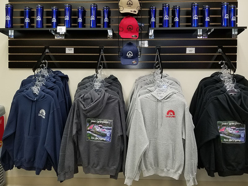 Gift Shop hoodies, hats and water bottles