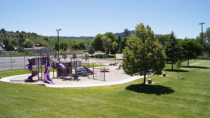 Lava Hot Springs City Park playground and pavilion