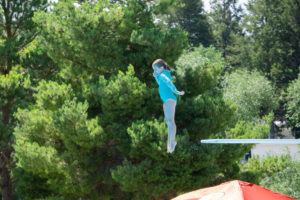 Jumping off of Jumping off of Lava Hot Springs Diving Board