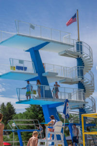 Jumping off of Lava Hot Springs Diving Tower