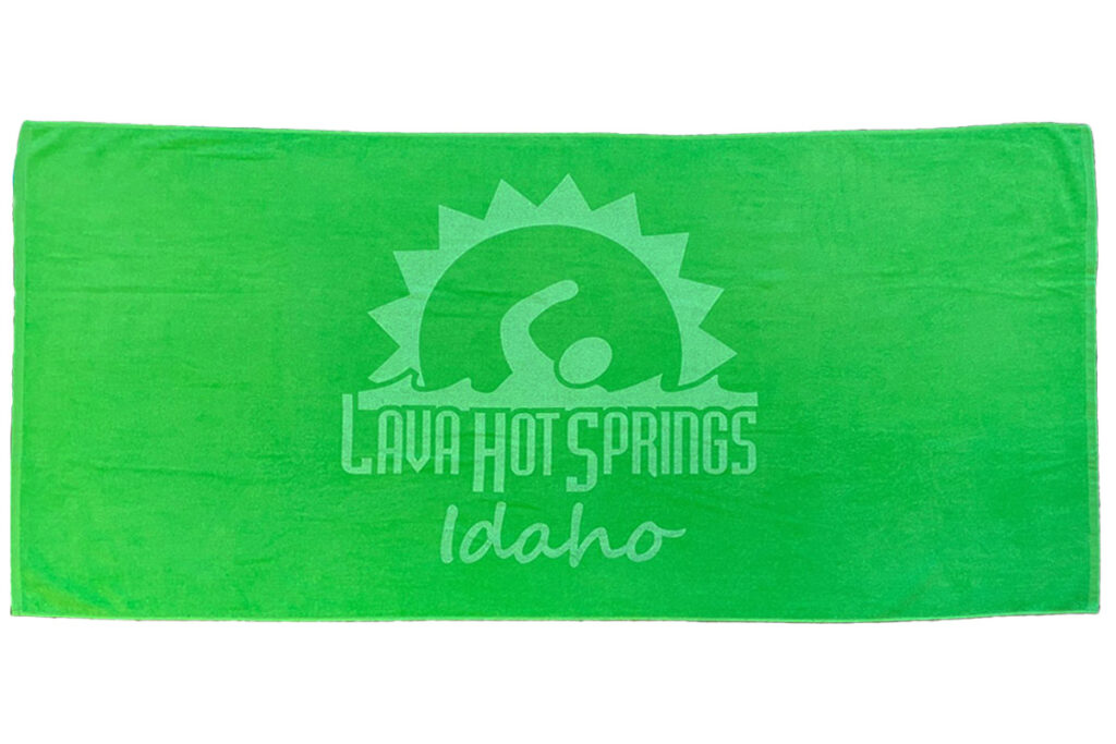 Lava Hot Springs green towel
