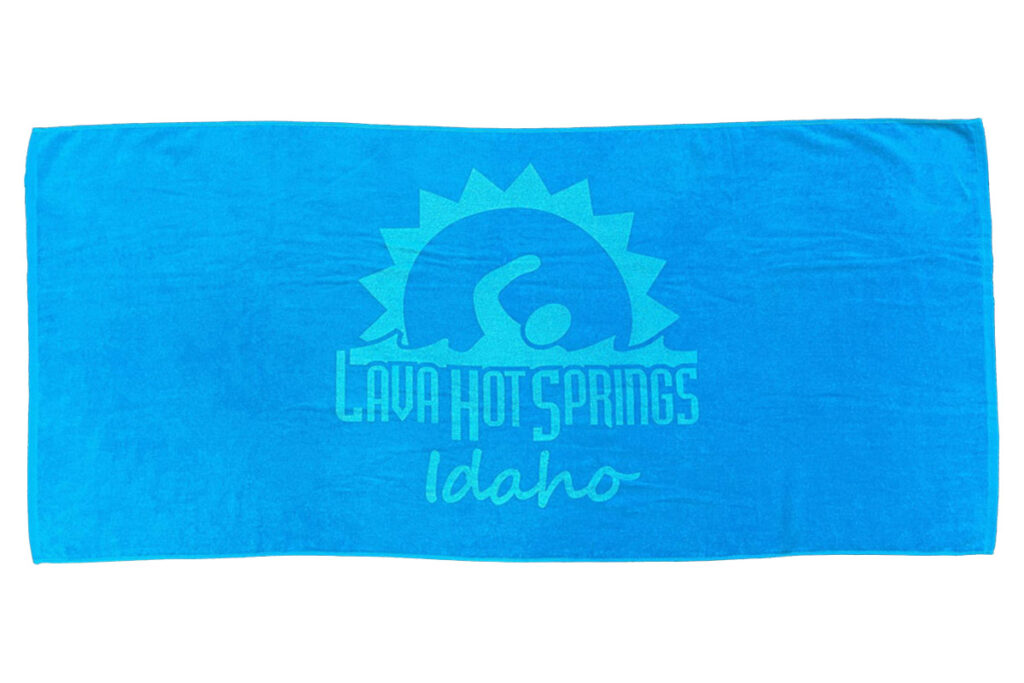 Lava Hot Springs blue towel