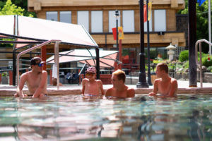 Boys enjoying Lava Hot Springs Hot Pools