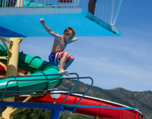 Jumping off of Lava Hot Springs Diving Board