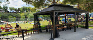 Rent a large cabana at Lava Hot Springs Olympic Pool Waterpark