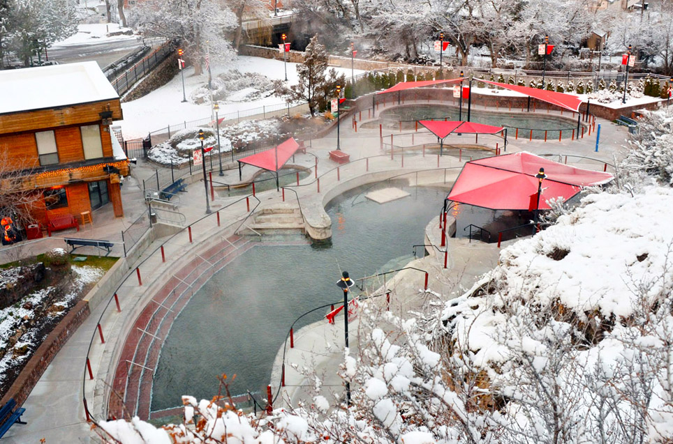 Winter at Lava Hot Springs Hot Pools