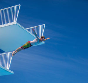 Swan Dive off of Lava Hot Springs Diving Tower